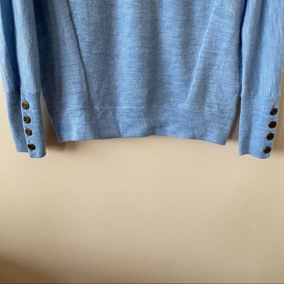 Anthropologie-Moth Robin Eggs Blue Marled Turtleneck Sweater (Size:Small) - Picture 7 of 12